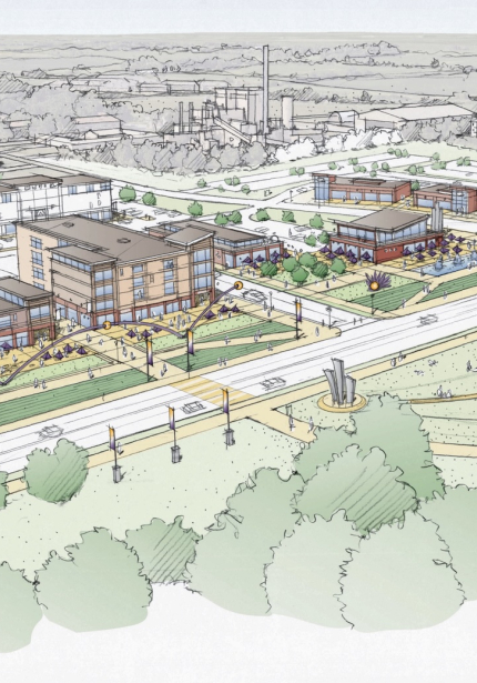 Panther District bird's-eye view illustration